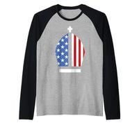 Sombrero de la bandera de Estados Unidos del Papa León XIV Primer Santo Padre Americano Camiseta Manga Raglan