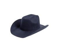 Sombrero de Lana de Cowboy del Oeste for Hombre y Mujer, Sombrero de Vaquera de Fieltro Informal for otoño e Invierno, sombrilla cálida con Forma cóncava, Sombrero de Copa(Deep Blue)