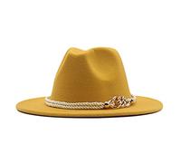 Sombrero de lana para mujer Floppy Panamá con hebilla cinturón ancho clásico gorra de béisbol Tech, amarillo, Talla única