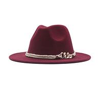 Sombrero de lana para mujer Floppy Panamá con hebilla cinturón ancho clásico gorra de béisbol Tech, Vino, Talla única