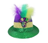 Sombrero de lentejuelas para carnaval, dorado, morado, verde, pluma, tricolor, jazz, fiesta, sol (2), Morado Oscuro, Talla única