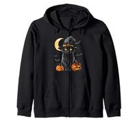 Sombrero de mago de Halloween de gato negro Luna creciente Sudadera con Capucha