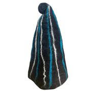 Sombrero de mago de sauna de fieltro - Rayas negras y azules