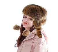 Sombrero de Mapache cálido y Resistente al Viento, Lindo Sombrero de Piel de Mapache sintética, con cordón Ajustable y Orejeras peludas de Felpa, Adulto para Hombres Mujeres, rega