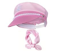 Sombrero de marinero de capitán - Accesorios de disfraz de algodón, gorro de capitán ajustable, gorro náutico rosa con detalle de emblema bordado | Eventos de drama del campus, fiestas temáticas de