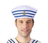 Sombrero de marinero marino ajustable, gorra de capitán blanca clásica para adultos | Sombreros náuticos ligeros | Talla única para la mayoría | Ideal para Halloween, vestido de disfraces