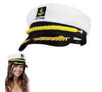 Sombrero de marinero, sombrero de capitán ajustable, capitán sombrero marinero, hombre y mujer, accesorios para fiestas en el mar y juegos de rol (blanco)