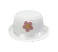 Sombrero de melón casual con diseño floral para un estilo festivo y diario ideal (White2, One Size)