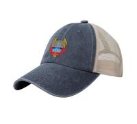 Sombrero de mezclilla lavado con elemento Khmers Rouge Kampuchea democrático icónico estilo vintage de malla, sombrero camionero, gorra de béisbol transpirable/sombrero de papá, ajustable, unisex