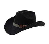 Sombrero de mezclilla vintage de gamuza a la moda, sombrero occidental casual para exteriores para festivales de música, festivales de música, Negro, Talla única