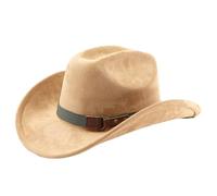 Sombrero de mezclilla vintage de gamuza a la moda, sombrero occidental casual para exteriores para festivales de música, festivales de música, caqui, Talla única