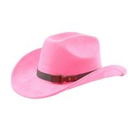 Sombrero de mezclilla vintage de gamuza a la moda, sombrero occidental casual para exteriores para festivales de música, festivales de música, magenta, Talla única