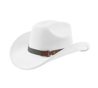 Sombrero de mezclilla vintage de gamuza a la moda, sombrero occidental casual para exteriores para festivales de música, festivales de música, blanco, Talla única