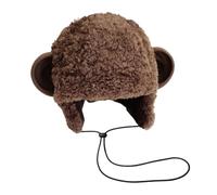 Sombrero de mono de gran tamaño con oreja, color sólido, sombrero peludo de esquí, accesorios para fotos de dibujos animados, envoltura para la cabeza para Halloween, sombreros de mono para adultos