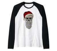 Sombrero de Navidad con diseño de Calavera de Papá Noel para Navidad gótica Camiseta Manga Raglan