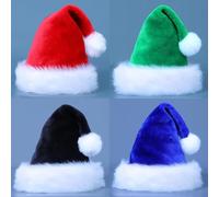 Sombrero de Navidad de felpa con diseño festivo de Papá Noel, tela suave y acogedora para adultos y niños, decoración de fiestas, accesorio de invierno, rojo, azul, negro, verde (verde adulto)