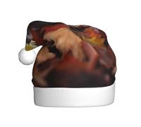 Sombrero de Navidad de felpa para adultos con diseño de YYHWHJDE Little erizo en hojas caídas con tacto suave para fiesta de Navidad