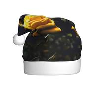 Sombrero de Navidad de felpa para adultos, con hermosas rosas amarillas, estampado suave y cómodo para fiestas, bailes, Halloween