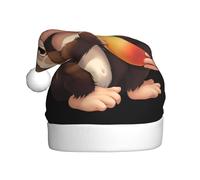 Sombrero de Navidad de felpa para adultos, con texto en inglés "YYHWHJDE Little Monkey eating Peach Print" con tacto suave para fiesta de Navidad