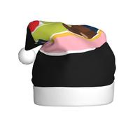 Sombrero de Navidad de felpa para adultos, con texto en inglés "YYHWHJDE People" en tazas de té, oso y manzana, impresión con tacto suave para fiesta de Navidad