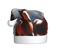 Sombrero de Navidad de felpa para adultos, diseño de caballos de WHJSHOP en la nieve con tacto suave para fiesta de Navidad