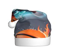 Sombrero de Navidad de felpa para adultos, diseño de llamas de baloncesto y gotas de agua, estampado suave y cómodo para fiestas, bailes, Halloween