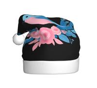 Sombrero de Navidad de felpa para adultos, diseño de pájaro rosa y azul en una corona, suave y cómodo para fiestas, bailes, Halloween