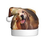 Sombrero de Navidad de felpa para adultos, diseño de perro YYHWHJDE golden retriever con tacto suave para fiesta de Navidad