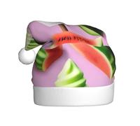 Sombrero de Navidad de felpa para adultos, estampado de helado de sandía YYHWHJDE con tacto suave para fiesta de Navidad