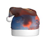 Sombrero de Navidad de felpa para adultos, imagen panorámica de puesta de sol, WHJSHOP suave y cómodo para fiestas, bailes, Halloween