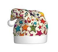 Sombrero de Navidad de felpa para adultos, notas de estrellas de colores impresas suave y cómodo para fiestas, bailes, Halloween