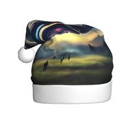 Sombrero de Navidad de felpa para adultos, patrón de aterrizaje OVNI WHJSHOP con tacto suave para fiesta de Navidad, adecuado para hombres y mujeres