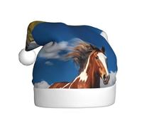 Sombrero de Navidad de felpa para adultos, patrón de caballos corriendo WHJSHOP con tacto suave para fiesta de Navidad