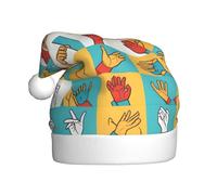 Sombrero de Navidad de felpa para adultos, patrón del alfabeto de lenguaje de señas WHJSHOP con tacto suave para fiesta de Navidad