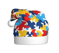 Sombrero de Navidad de felpa para adultos, piezas de rompecabezas de concienciación sobre el autismo, diseño de corazón, suave y cómodo para fiestas, bailes, Halloween