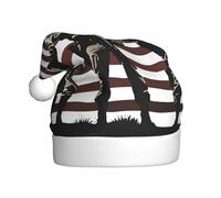 Sombrero de Navidad de felpa para adultos, WHJSHOP de soldados militares estadounidenses, patrón patriótico del Día de los Caídos, suave y cómodo para fiestas, bailes, Halloween