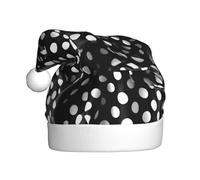 Sombrero de Navidad de felpa para adultos, YYHWHJDE con estampado de puntos corrugados en blanco y negro con tacto suave para fiesta de Navidad