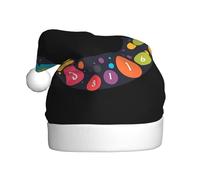 Sombrero de Navidad de felpa para adultos, YYHWHJDE con números coloridos en círculos impresos con tacto suave para fiesta de Navidad