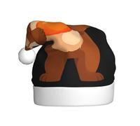 Sombrero de Navidad de felpa para adultos YYHWHJDE Little Brown Bear Holding Caqui Impresión con tacto suave para fiesta de Navidad