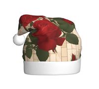 Sombrero de Navidad de felpa para adultos YYHWHJDE Many Red Roses Print con tacto suave para fiesta de Navidad