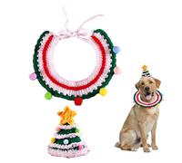 Sombrero de Navidad para gatos con collar | Sombrero de punto para gato, tejido a mano, disfraz de Navidad para perros pequeños, conejos, schnauzers, bichón frise, gatos adultos