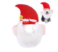 Sombrero de Navidad para mascotas, lindo sombrero de Papá Noel para cachorros, barba realista de peluche | Sombrero ajustable para mascotas, sombrero para perro, cachorro traje de Navidad para