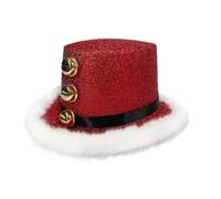 Sombrero de Navidad Seasonal - Santa Headwear for Holiday Cosplay | Felt with White Fluff and Bell, Wide Brim Hat for Women Men Family New Year Celebration Gathering Party Winter