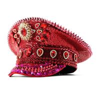 Sombrero de novia con diamantes de imitación brillantes, sombrero de capitán con lentejuelas para festivales de música de Mardi Gras, gorras de cristal de lujo, escenario juvenil de moda