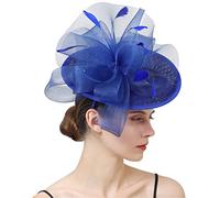 Sombrero de novia for boda, tocado for mujer, accesorio for el cabello, gorra malla, for iglesia(Blue)