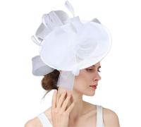 Sombrero de novia for boda, tocado for mujer, accesorio for el cabello, gorra malla, for iglesia(White)