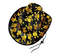 Sombrero de occidental genérico - 14,37 x 11,02 x 5,12 pulgadas Skull Pattern Wide Brim Hat with Adjustable Lanyard, Costume Headwear for Masquerade, Halloween, Cosplay, Stage Shows, and