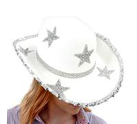 Sombrero de occidental - material de fieltro | Glitter Cowgirl Hat 23 Pulgadas Puntas Estrella Rhinestone Set 130g, Disco Glamour Mejora El Estilo Para Halloween De