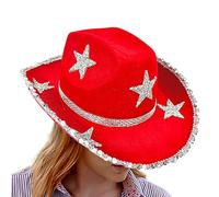 Sombrero de occidental - material de fieltro | Glitter Cowgirl Hat 23 Pulgadas Puntas Estrella Rhinestone Set 130g, Disco Glamour Mejora El Estilo Para Halloween De