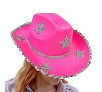 Sombrero de occidental - material de fieltro | Glitter Cowgirl Hat 23 Pulgadas Puntas Estrella Rhinestone Set 130g, Disco Glamour Mejora El Estilo Para Halloween De